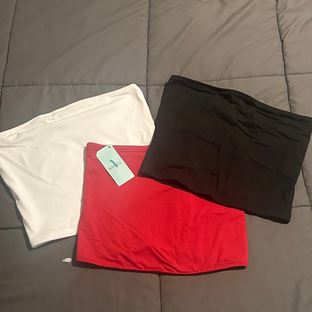 Women's Crop Tube Tops - Black, White, and Red